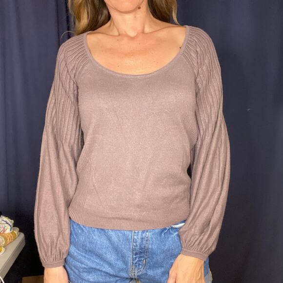 Moda International Women's Brown Scoop Neck Ribbed Pullover Sweater Size S - Picture 1 of 12
